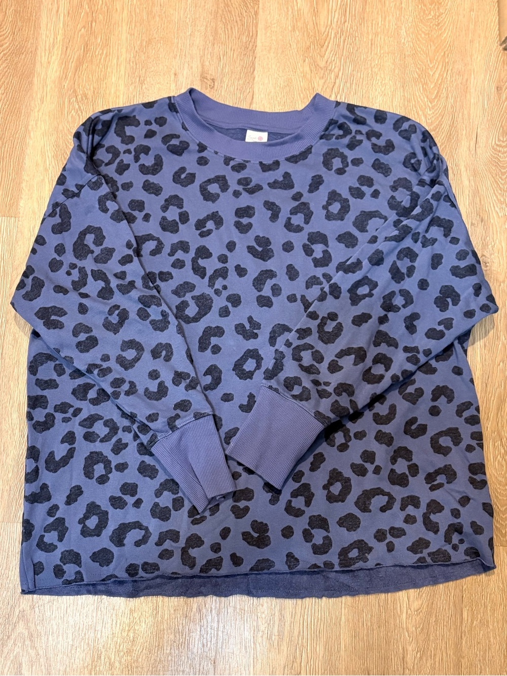 Secret Treasures Navy Blue and Black Leopard Crewneck Sweater